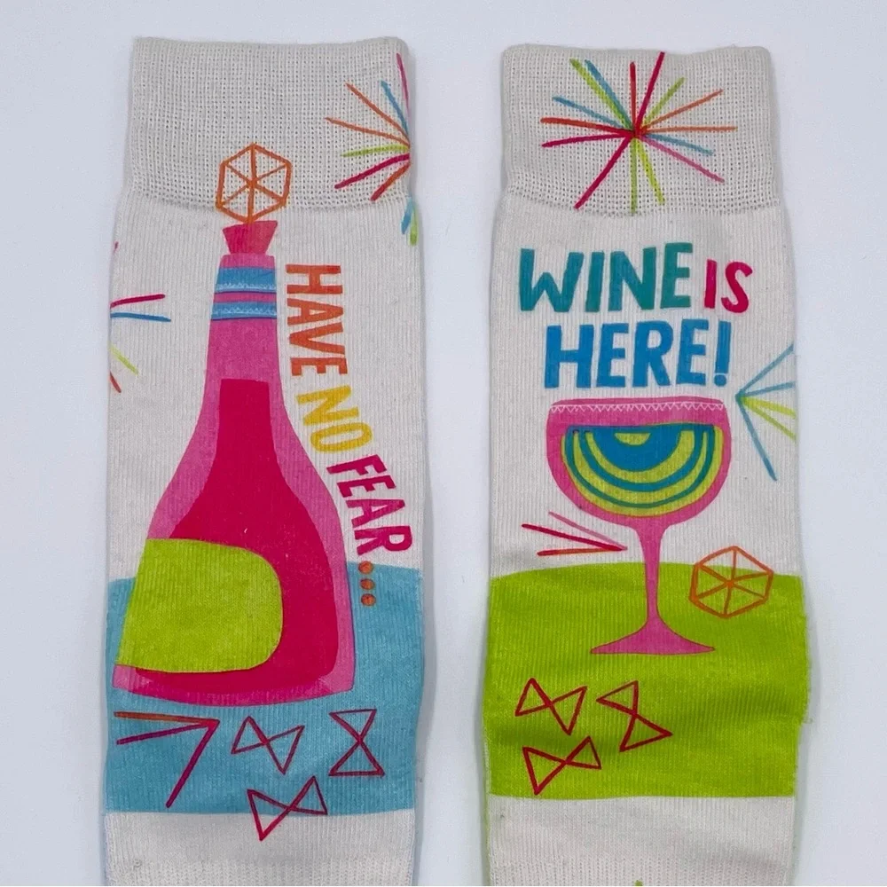 Have No Fear Wine is Here Novelty Crew Socks Hallmark Toe of a Kind One Size